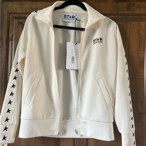 Golden Goose STAR White Track Jacket with Black Star Trim NWT